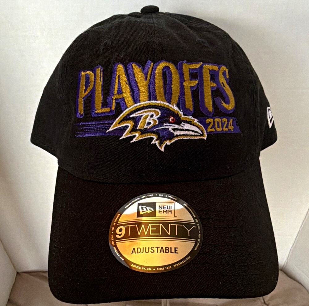 New Era Baltimore Ravens NFL 9TWENTY Playoffs 2024 Adjustable Cap Black One Size
